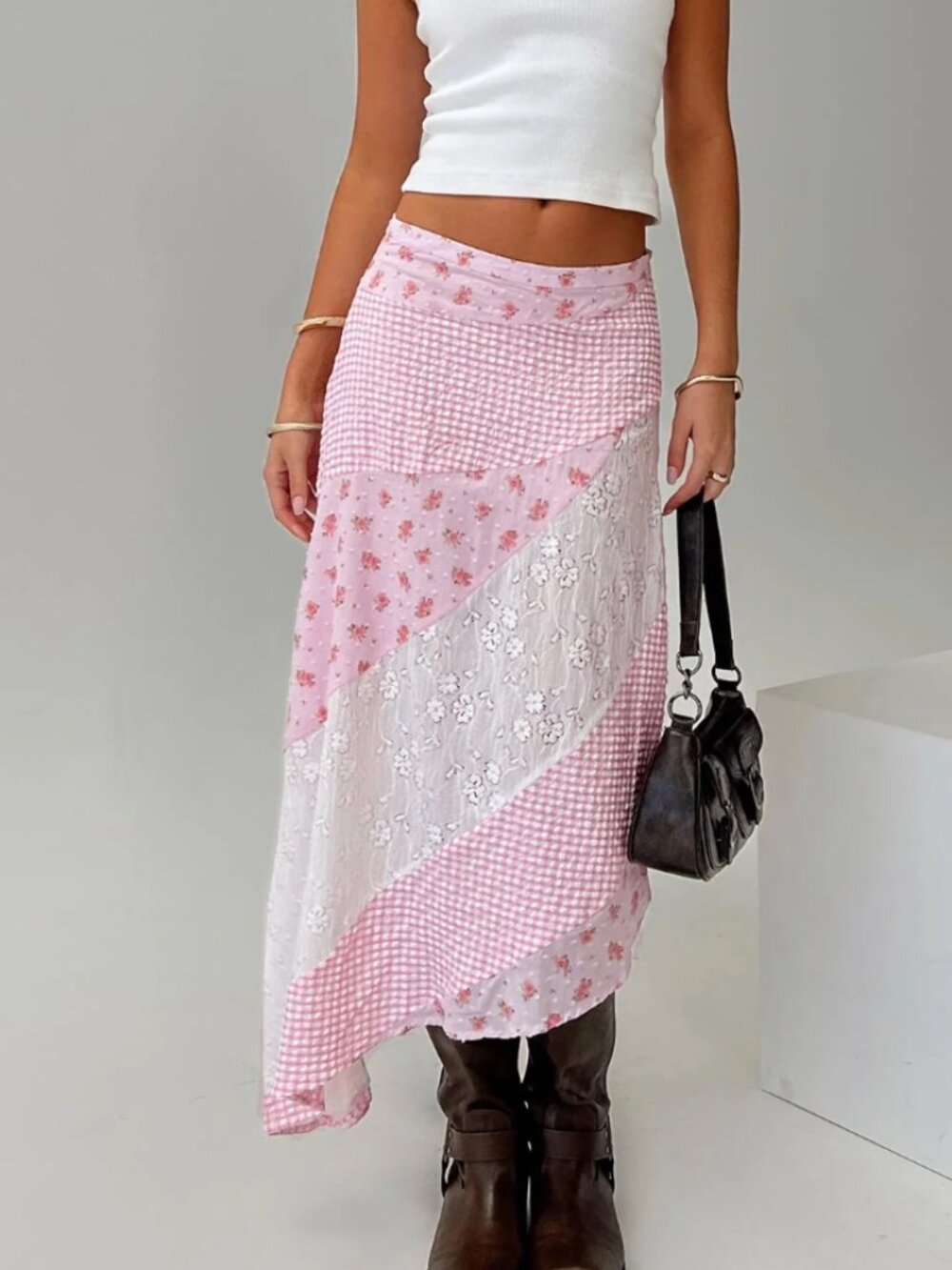 Princess Polly Rennar Pink Asymmetrical Maxi Skirt Multi Size 6